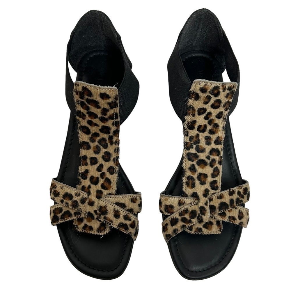 THE FLEXX Band Together Leopard Print Zcow Hair T-Strap Sandals - Picture 3 of 14